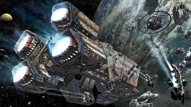 Space station planet spaceship background free wallpaper - medium preview image