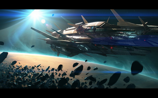 Space station planet horizon light free wallpaper - medium preview image