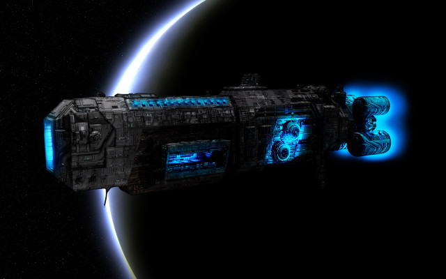 Space station blue light moon free wallpaper - medium preview image