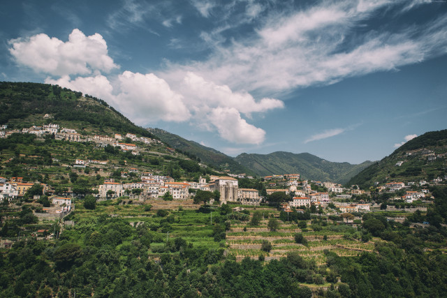 Village hill cloudy sky trees free wallpaper - medium preview image
