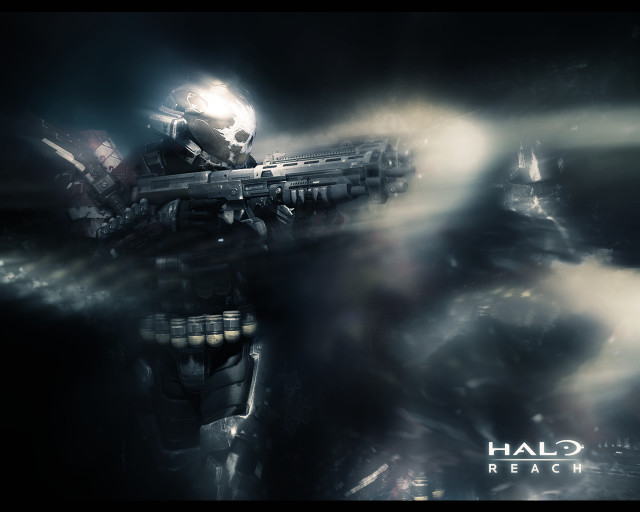 Futuristic soldier machine gun dark free wallpaper - medium preview image