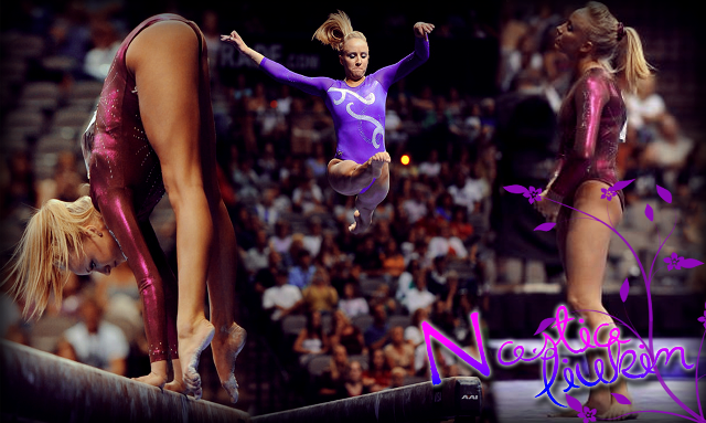 Woman purple leotard beam trick free wallpaper - medium preview image