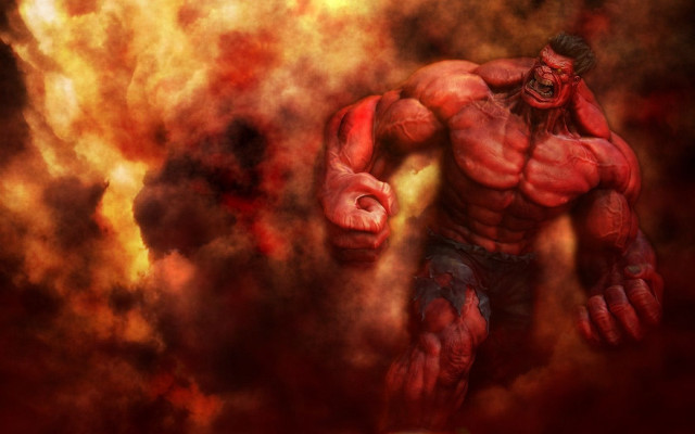 Man red face fist fire free wallpaper - medium preview image