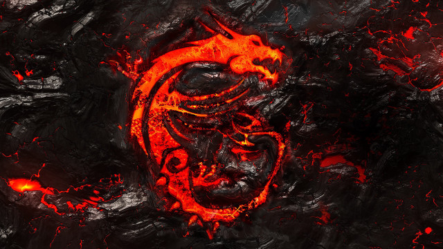 Red black dragon painting splatter free wallpaper - medium preview image
