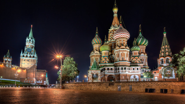 Night city view buildings lights free wallpaper - medium preview image