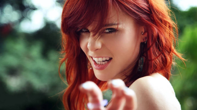Woman red hair funny face free wallpaper - medium preview image