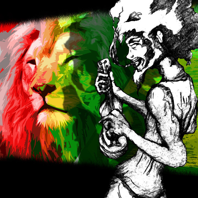 Lioness bat psychedelic flames nature free wallpaper - medium preview image