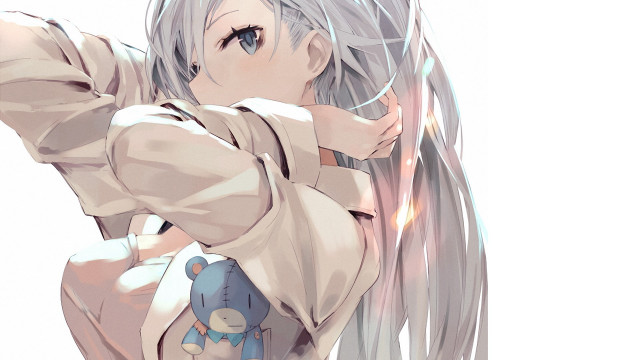 White haired woman stuffed toy free wallpaper - medium preview image