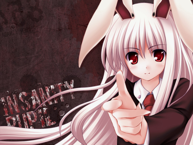 Anime girl white hair bunny free wallpaper - medium preview image