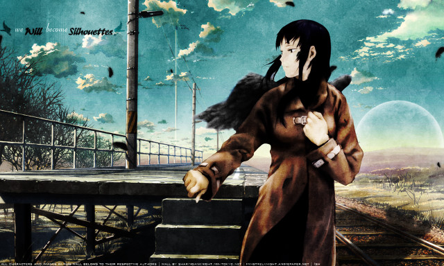 Woman brown coat train track free wallpaper - medium preview image