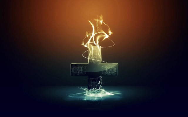 Cross smoke dark background light #2 free wallpaper - medium preview image