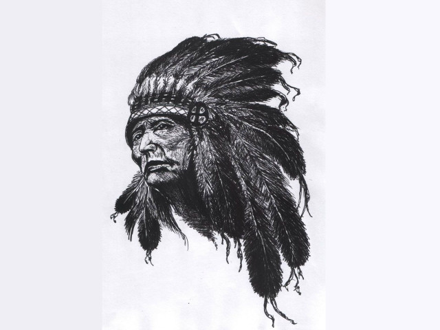 Native american headdress feathers drawing free wallpaper - medium preview image