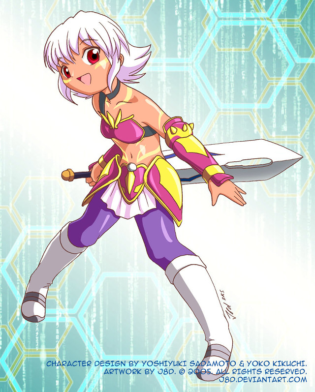 Cartoon character sword futuristic background free wallpaper - medium preview image