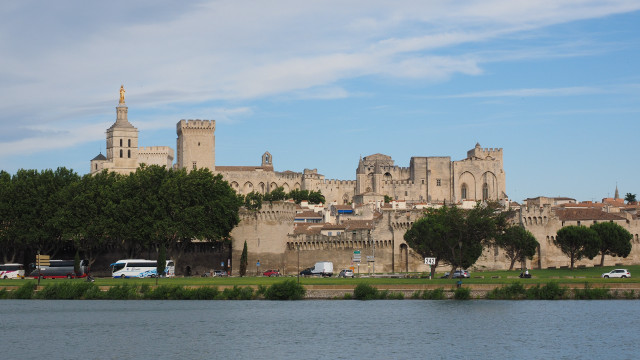 Castle river cars trees parked free wallpaper - medium preview image
