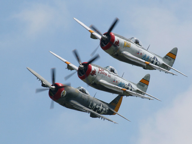 Three airplanes flying sky propellers free wallpaper - medium preview image