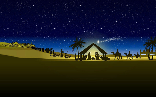 Nativity scene manger star foregound free wallpaper - medium preview image