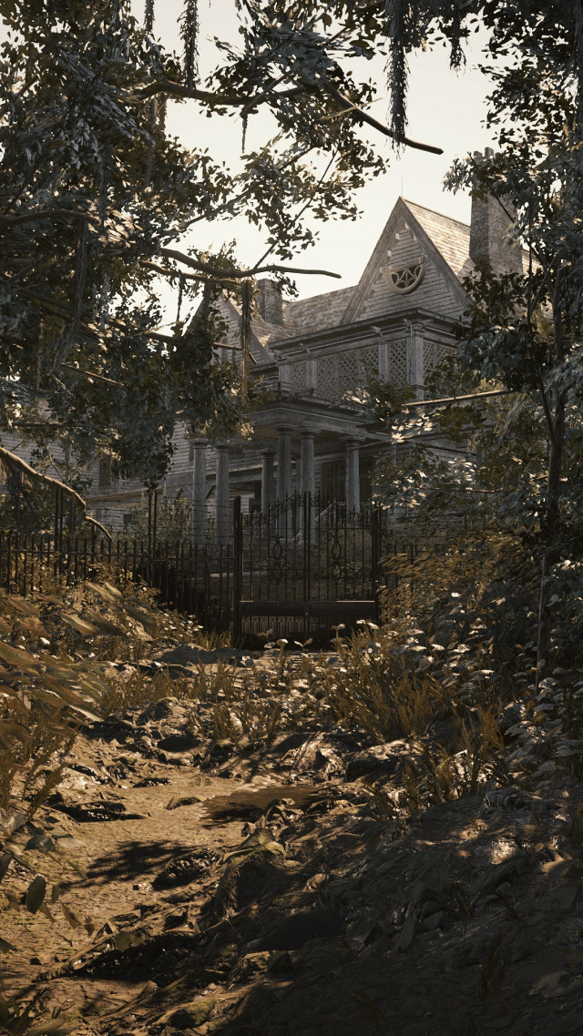 House woods gate tree path free wallpaper - medium preview image