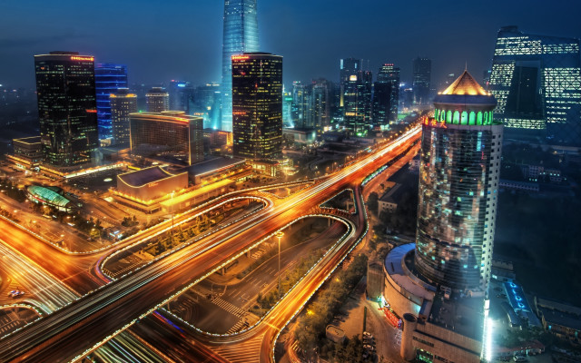 City night traffic lights bridge free wallpaper - medium preview image