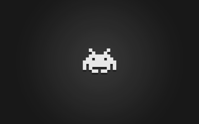 Black white space invader dark #2 free wallpaper - medium preview image