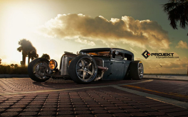 Car parked cloudy sky palm free wallpaper - medium preview image