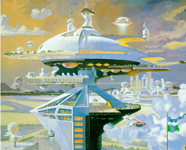 Futuristic city painting building car free wallpaper - medium preview image