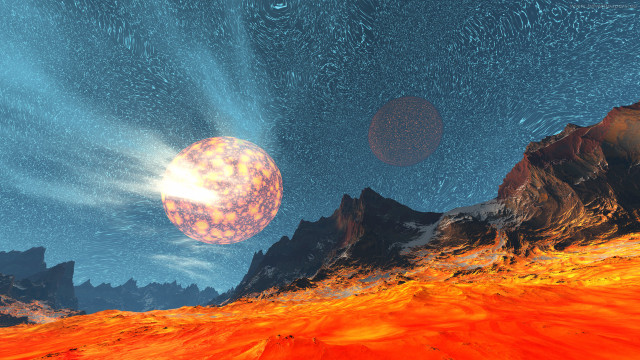 Mountain range orange substance blue free wallpaper - medium preview image