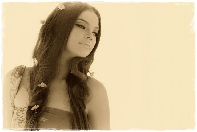 Woman long hair flower white free wallpaper - medium preview image