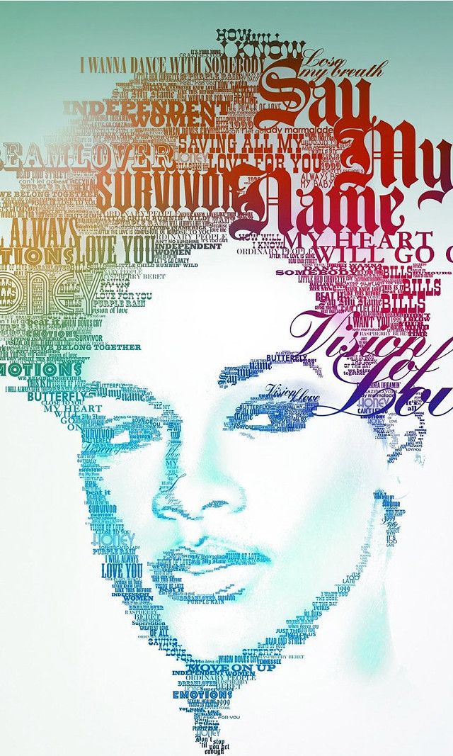 Woman face words colors shapes free wallpaper - medium preview image