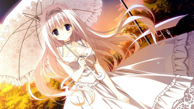 Woman long hair umbrella sunset free wallpaper - medium preview image