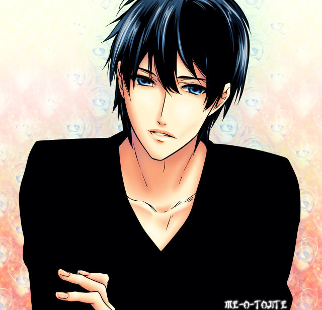 Man black hair blue eyes free wallpaper - medium preview image