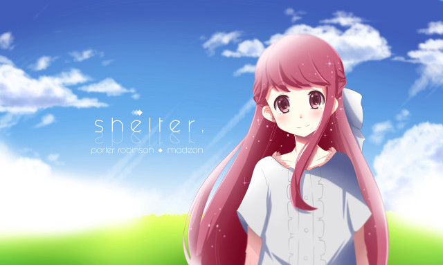 Girl pink hair field sky free wallpaper - medium preview image