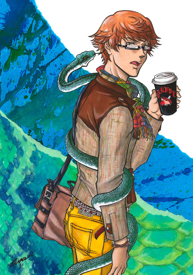 Man coffee snake drawing arm free wallpaper - medium preview image