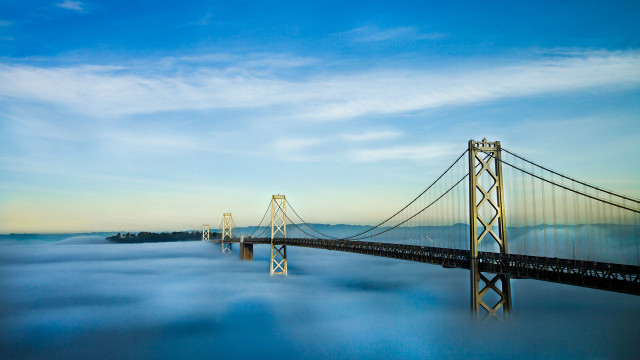 Bridge foggy day blue sky free wallpaper - medium preview image