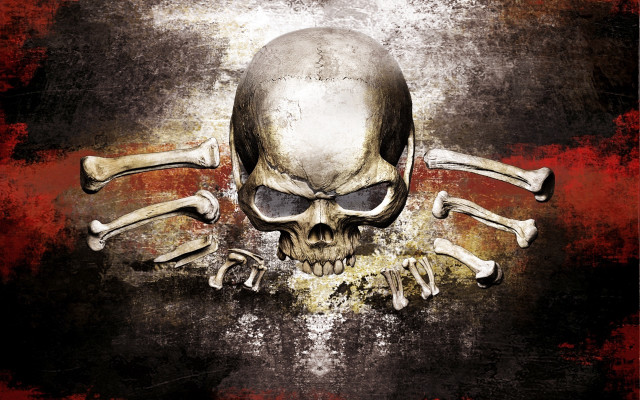 Skull crossbones grungy background red #2 free wallpaper - medium preview image
