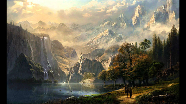 Mountain lake path man vacher free wallpaper - medium preview image