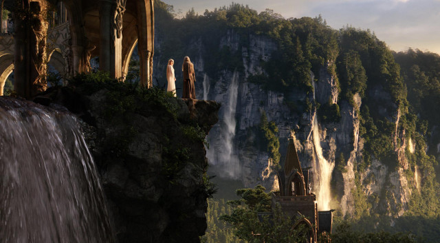 Waterfall fantasy castle background waterfall free wallpaper - medium preview image