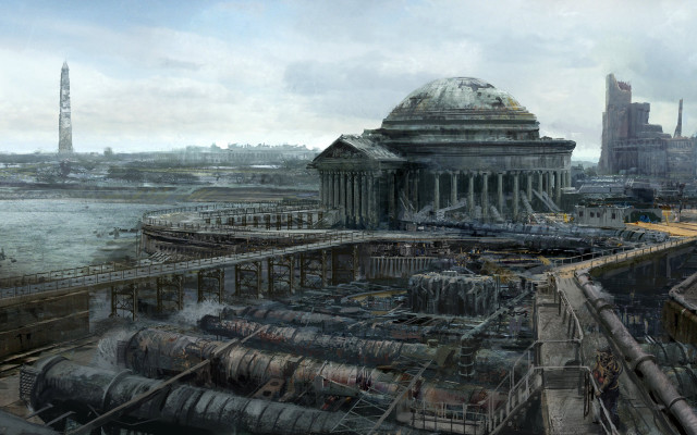 City large building pipes water free wallpaper - medium preview image
