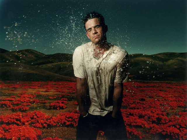 Man field red flowers water free wallpaper - medium preview image