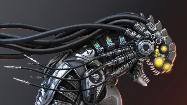 Robot weirdface wires head eyes free wallpaper - medium preview image