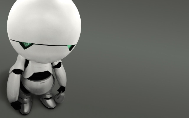 White robot gray floor green free wallpaper - medium preview image