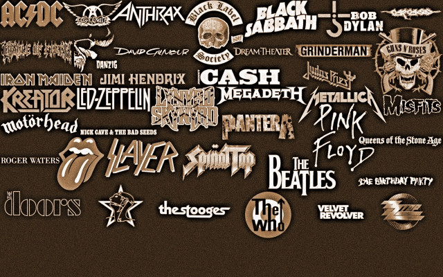 Logos wall black brown background free wallpaper - medium preview image