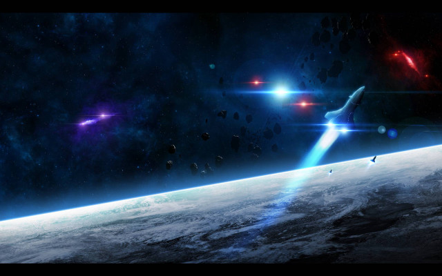 Space station shuttle earth rocket free wallpaper - medium preview image