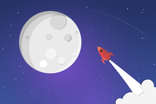 Rocket flying moon sky clouds free wallpaper - medium preview image