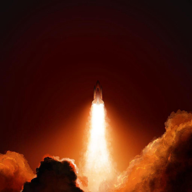 Space shuttle flying clouds red free wallpaper - medium preview image