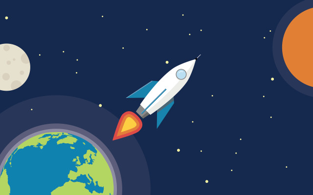 Rocket night sky earth moon free wallpaper - medium preview image