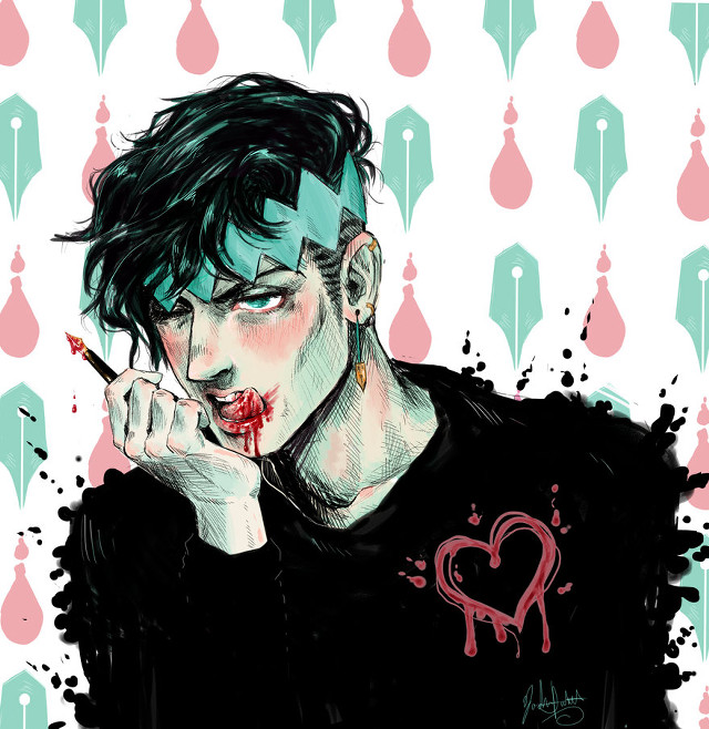 Man cigarette blood heart sleeve free wallpaper - medium preview image