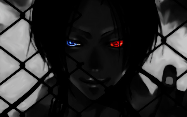 Woman red eyes chain link free wallpaper - medium preview image