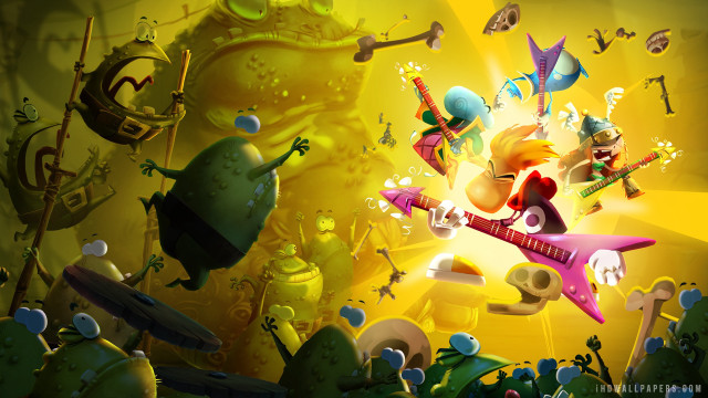Cartoon character flying guitar cactus free wallpaper - medium preview image