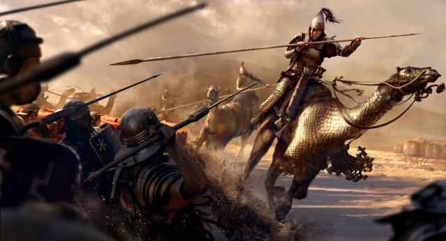 Men horses spears sword group free wallpaper - medium preview image