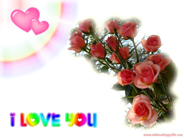 Bouquet roses rainbow background heart free wallpaper - medium preview image